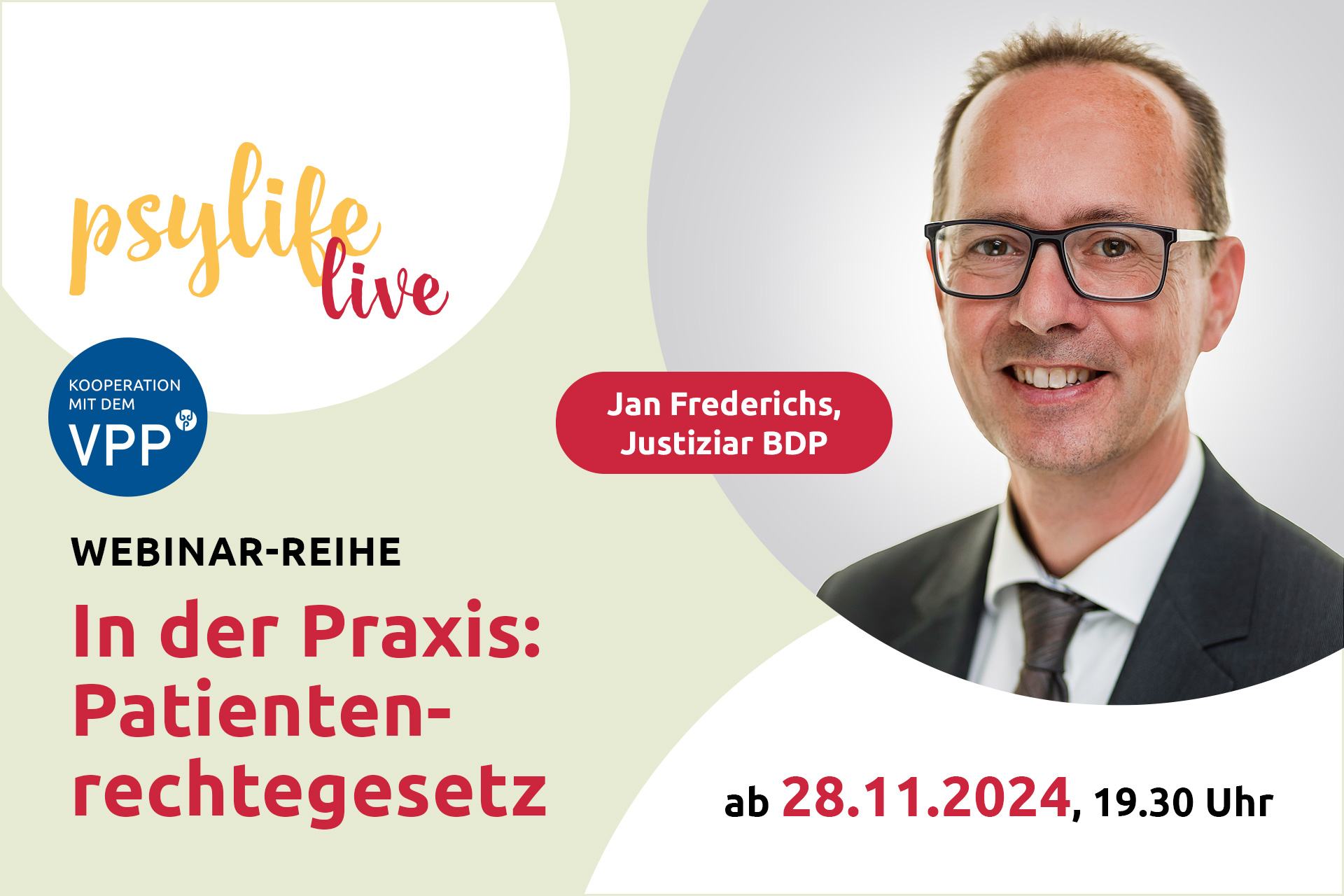 Banner für die Webinar-Reihe zum PatRG