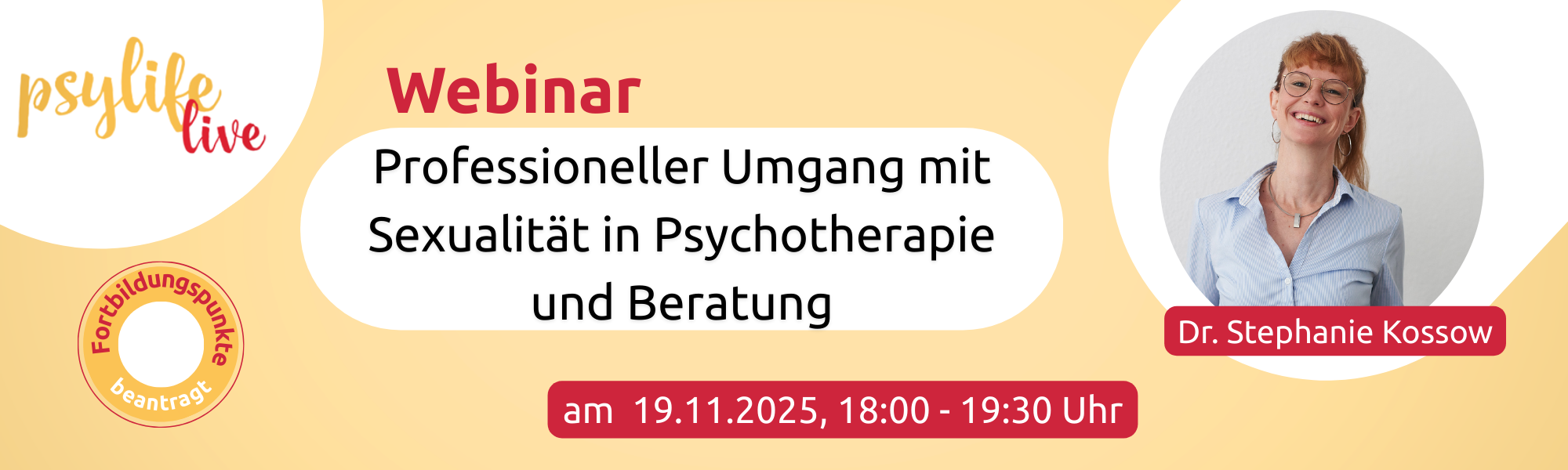 Banner für Webinar zu Sexualität in der Psychotherapie am 19.11.2025