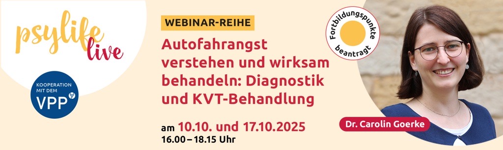 Banner für Webinar zur Autofahrangst am 10.10.2025 und 17.10.2025