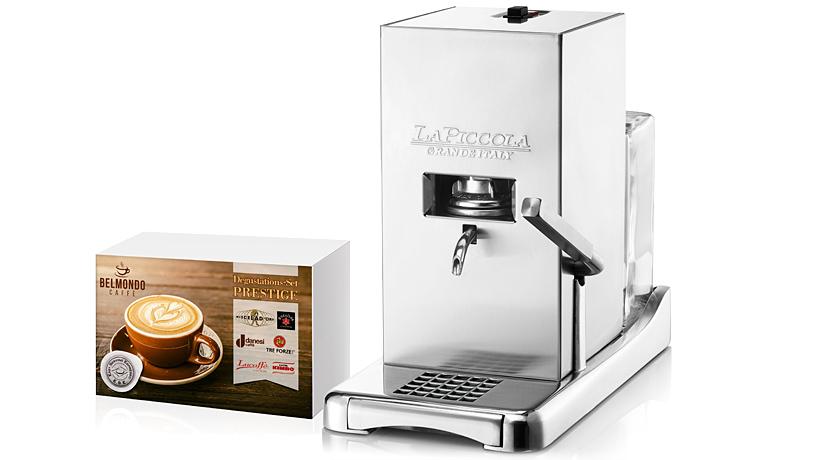 La Piccola Espressomaschine und ESE Probierpaket „Prestige“ mit 35 Pads