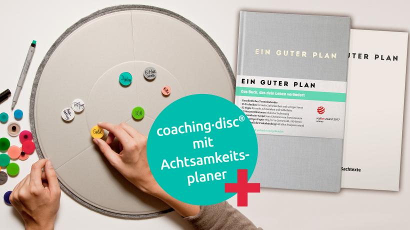 coaching disc® und „Ein guter Plan“: Ein gutes Team, um im nächsten Jahr richtig durchzustarten (© E.W. Consulting; Ein guter Verlag) Coacging Disc + Guter Plan