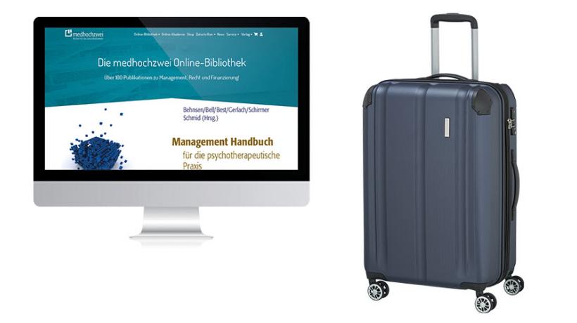 Wenn du dich jetzt für das Online-Produkt entscheidest, erhältst du einen hochwertigen travelite-Hartschalenkoffer gratis dazu (Abbildung: medhochzwei-Verlag) Wenn du dich jetzt für das Online-Produkt entscheidest, erhältst du einen hochwertigen travelite-Hartschalenkoffer gratis dazu (Abbildung: medhochzwei-Verlag)