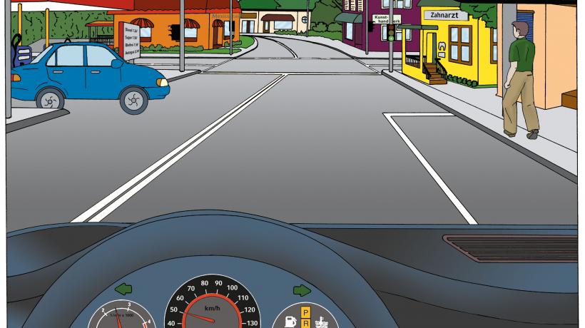 Bei den Straßenszenen müssen Unterschiede zum vorhergehenden Bild aufgezeigt werden. (Abbildung Hogrefe) Bei den Straßenszenen müssen Unterschiede zum vorhergehenden Bild aufgezeigt werden. (Abbildung Hogrefe)