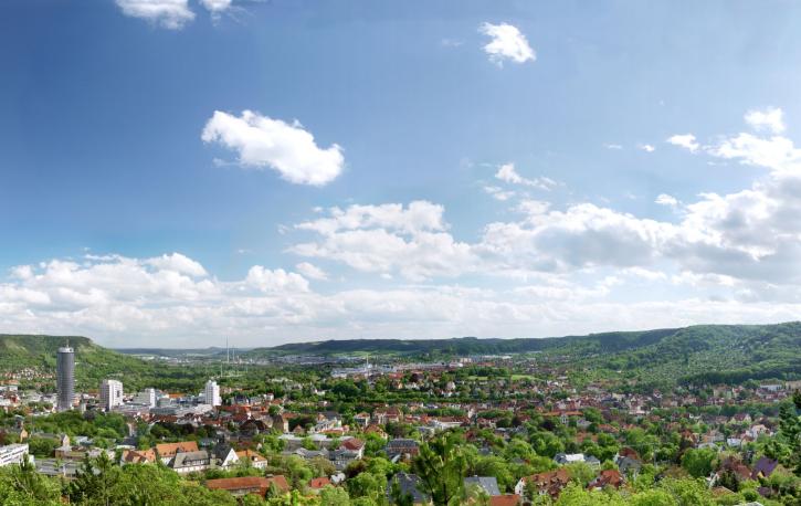 Luftaufnahme der Stadt Jena