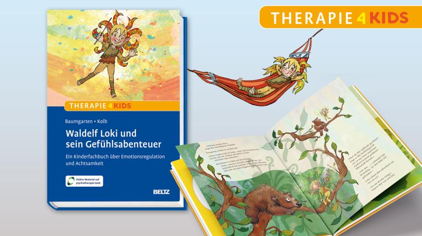 Eine Cover- und eine Innenansicht des Bilderbuchs "Waldelf Loki und sein Gefühlsabenteuer"